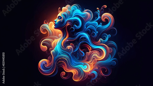 Flowing Waves of Colorful Beauty A Silhouette in Artistic Abstract