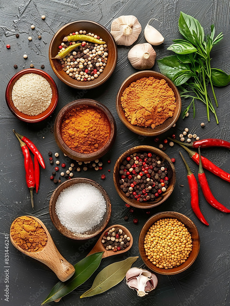 Photo of a variety of natural delicious cooking spices Photo of a variety of natural delicious cooking spices