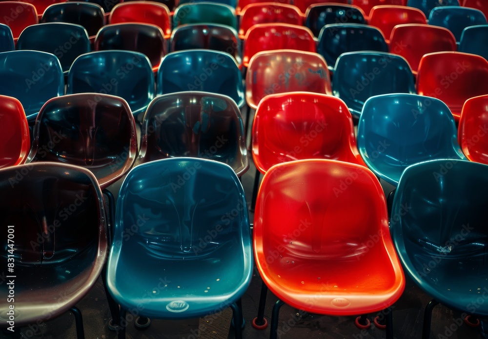Fototapeta premium Stadium seats will be empty. Matches will proceed without fans present.