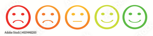 
Green, orange and red emoticons, a set of symbols of sad and funny emoticons for applications and web design, vector images