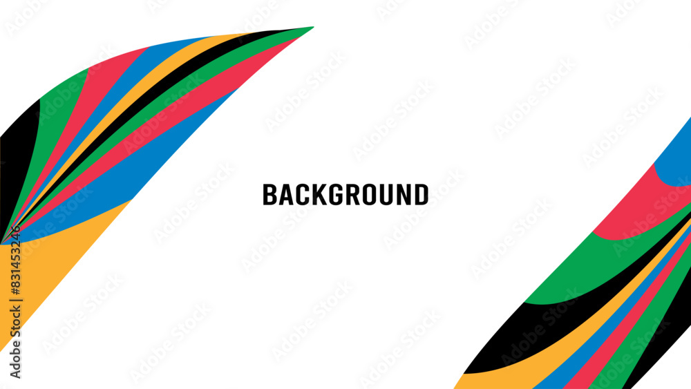 Sport background with rainbow pattern. Summer Olympic Games 2024 in Paris news banner. Abstract curve Sport background with rainbow pattern. Summer Olympic Games 2024 in Paris news banner. Abstract curve