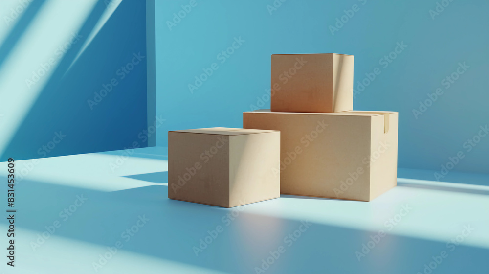 Moving Boxes on a simple background Moving Boxes on a simple background