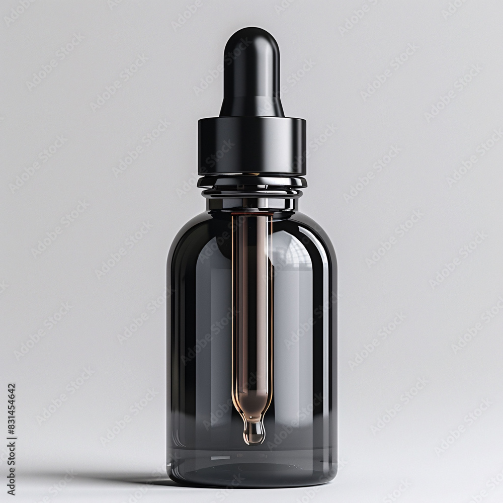 Naklejka premium Glass bottles with dropper. 3d realistic cosmetic blank vials for essential oil liquid, collagen serum skincare vapor colorful essence mockup