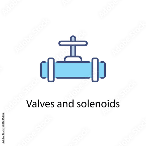 Valves and solenoids vector icon