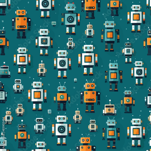 Futuristic robot motifs pattern design