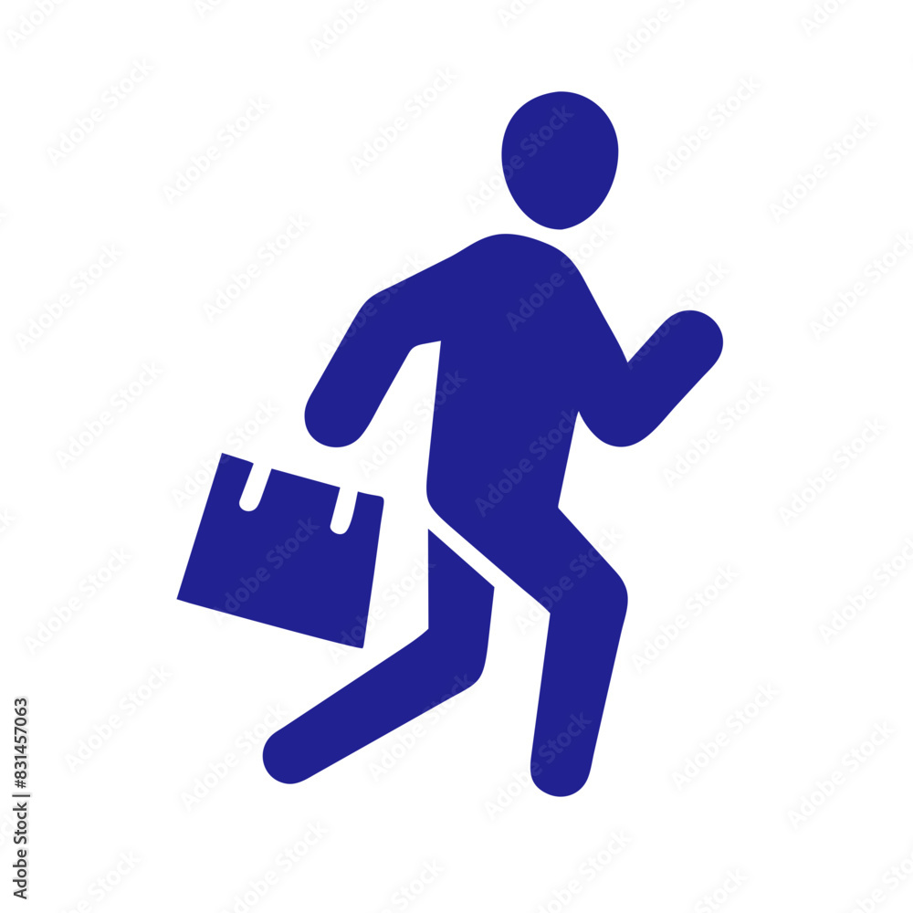 Bargain Hunter Icon - Person Running with Shopping Bag in Hand Bargain Hunter Icon - Person Running with Shopping Bag in Hand