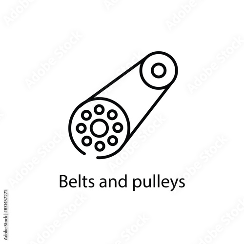 Belts and pulleys vector icon