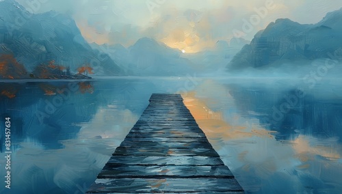 long wooden dock juts into ...