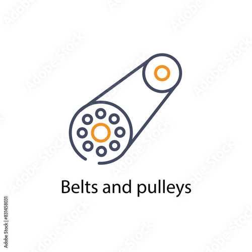 Belts and pulleys vector icon
