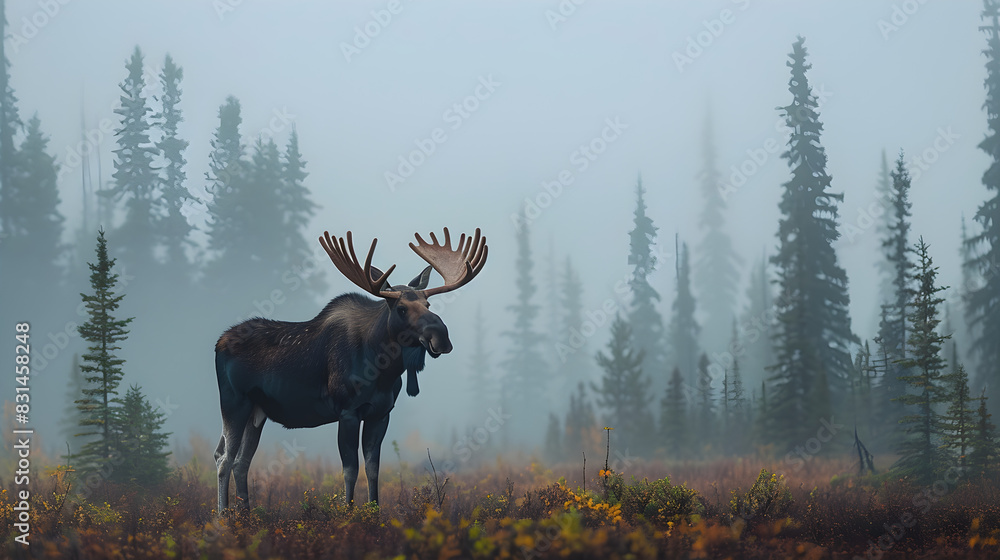 Wild Moose in Misty Forest - Wildlife Photography Wild Moose in Misty Forest - Wildlife Photography