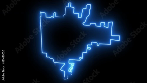 map of Siloam Springs in Arkansas with a blue glowing neon effect photo