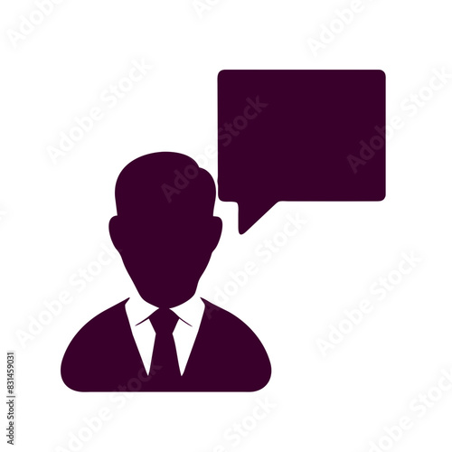 Business Professional Silhouette with Speech Bubble - Vector Illustration