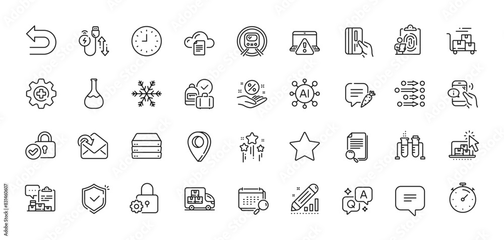 Fingerprint, Delivery cart and File storage line icons pack. AI, Question and Answer, Map pin icons. Chemistry lab, Online warning, Text message web icon. Vector Fingerprint, Delivery cart and File storage line icons pack. AI, Question and Answer, Map pin icons. Chemistry lab, Online warning, Text message web icon. Vector