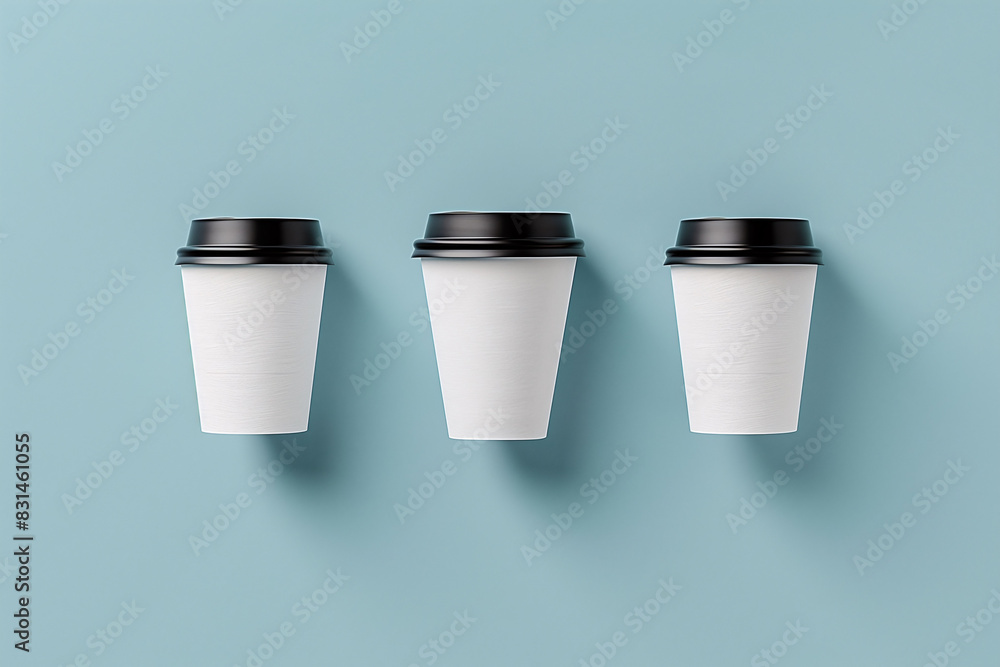 Coffee cups mockup for branding, website, or advertisement, isolated on pastel background with space for text. Coffee cups mockup for branding, website, or advertisement, isolated on pastel background with space for text.