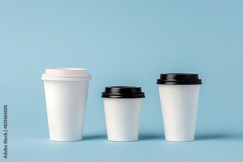 Coffee cups mockup for branding, website, or advertisement, isolated on pastel background with space for text. Coffee cups mockup for branding, website, or advertisement, isolated on pastel background with space for text.
