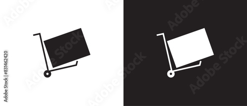 Cargo shipping delivery expedition vector icon, Shopping package box on trolley. Cardboard box icon in flat style. Vector illustration,  E-commerce business concept. Expedition package icon, Eps 10