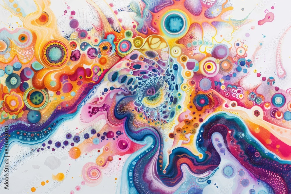 A mesmerizing abstract painting that showcases a vibrant display of swirling colors and intricate patterns against a clear white background. A mesmerizing abstract painting that showcases a vibrant display of swirling colors and intricate patterns against a clear white background.