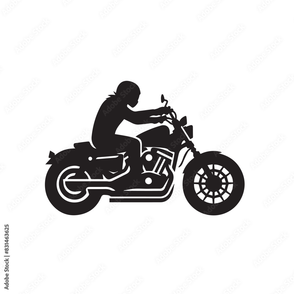 Minimalist Line Art: Cruiser Motorcycle Silhouette
