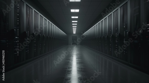 Data Center Corridor with Server Racks , Hosting