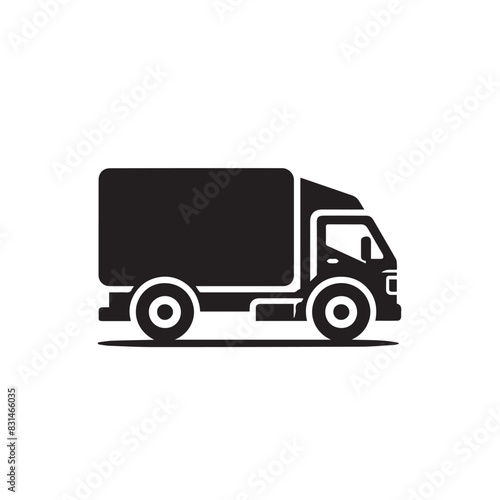 Minimalist Delivery Truck Silhouette: Black and White Vector Icon