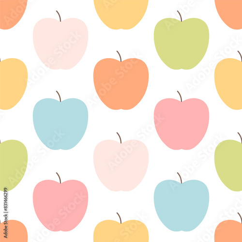 Seamless pattern with apples. Fruit seamless pattern. Vector illustration in flat style