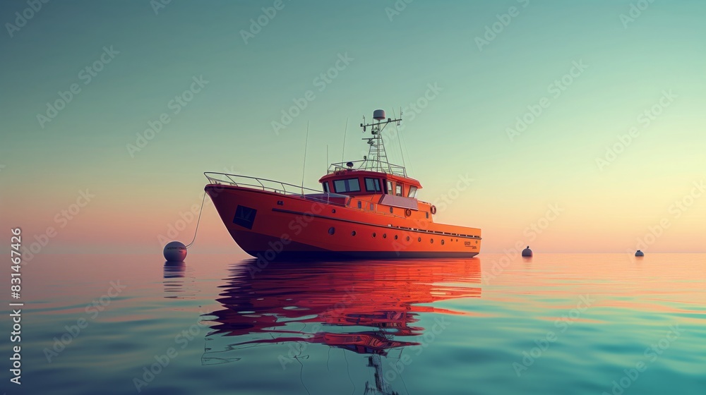 A boat floats on a vast expanse of water A boat floats on a vast expanse of water