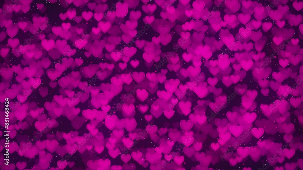 Flying Valentine Hearts. Magenta Hearts and Particles on a dark background. Looped video. Flying Valentine Hearts. Magenta Hearts and Particles on a dark background. Looped video.