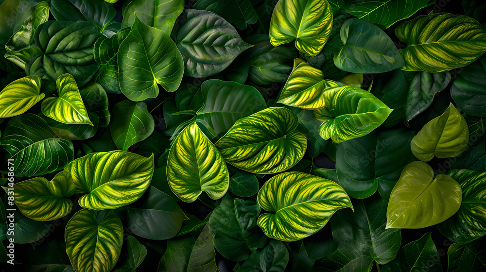 Tropical leaves texture, abstract nature background concept with large green leaf for banner design. Generated AI Tropical leaves texture, abstract nature background concept with large green leaf for banner design. Generated AI