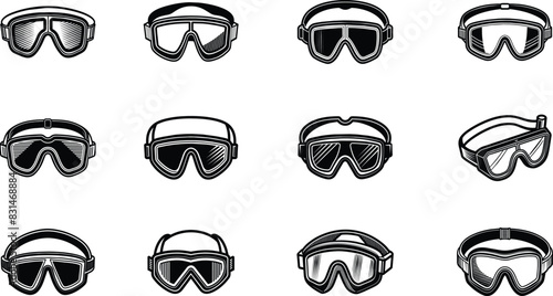 Sets of  laboratory safety goggle on white background -vector illustration