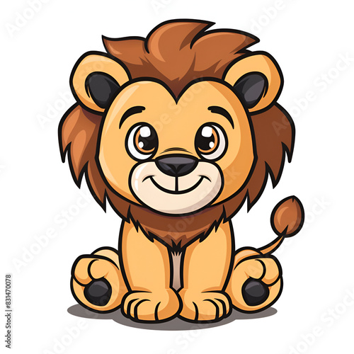 Cartoon lion mascot on white background