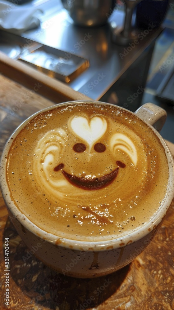 Latte art with a smile, showcasing how small personal touches can elevate customer experience, in a cozy café with warm lighting and soft textures, exuding a touch of minimalistic charm. Latte art with a smile, showcasing how small personal touches can elevate customer experience, in a cozy café with warm lighting and soft textures, exuding a touch of minimalistic charm.
