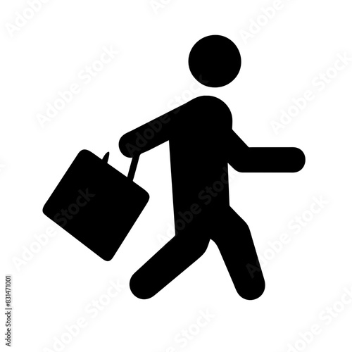 Vector Silhouette of a Person Running with Shopping Bag