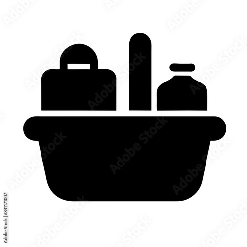 Basket of goods with various items vector illustration