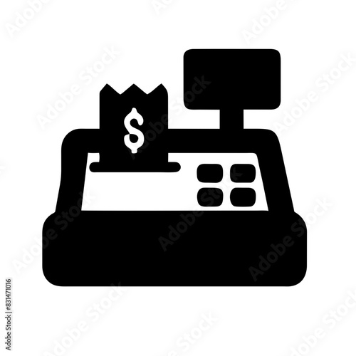 Cash register icon with receipt showing dollar sign