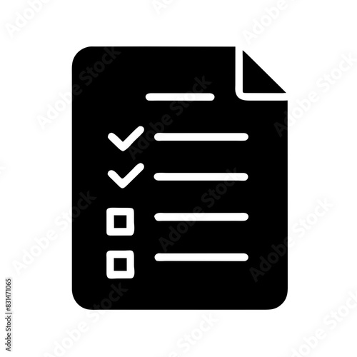 Minimalist Black Checklist Icon with Check Marks and Boxes