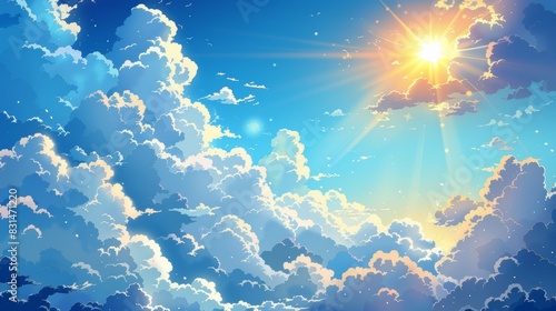 Vibrant Sunny Day Sky Scene for Summer Designs Generative AI