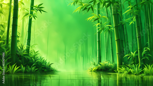 Beautiful and beautiful bamboo forest Generative AI