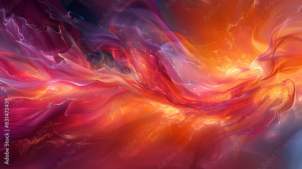 abstract expressionist artwork with sharp dynamic lines and a vibrant ...