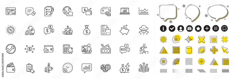 Set of Web report, Loyalty program and Inflation line icons for web app. Design elements, Social media icons. Statistic, Online statistics, Budget accounting icons. Vector Set of Web report, Loyalty program and Inflation line icons for web app. Design elements, Social media icons. Statistic, Online statistics, Budget accounting icons. Vector