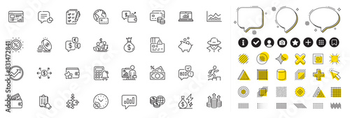 Set of Web report, Loyalty program and Inflation line icons for web app. Design elements, Social media icons. Statistic, Online statistics, Budget accounting icons. Vector