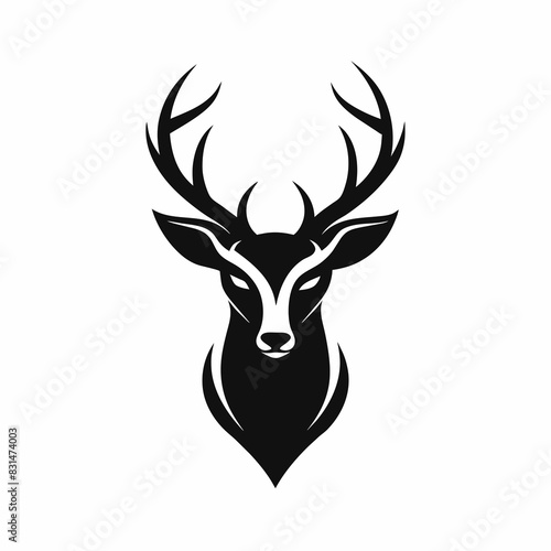 a minimalist deer head logo vector art illustration icon logo featuring a modern stylish shape with an underline set on a solid white background