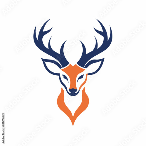 a minimalist deer head logo vector art illustration icon logo featuring a modern stylish shape with an underline set on a solid white background