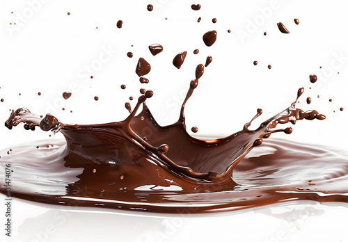 Photo of a splash of brown chocolate   cocoa splash   chocolate drink splash background