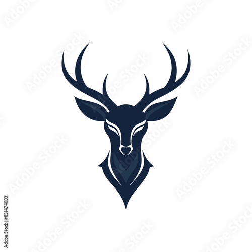 a minimalist deer head logo vector art illustration icon logo featuring a modern stylish shape with an underline set on a solid white background