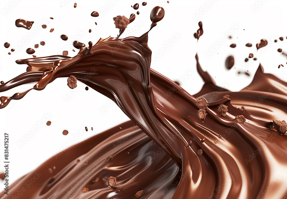 Photo of a splash of brown chocolate , cocoa splash , chocolate drink splash background Photo of a splash of brown chocolate , cocoa splash , chocolate drink splash background
