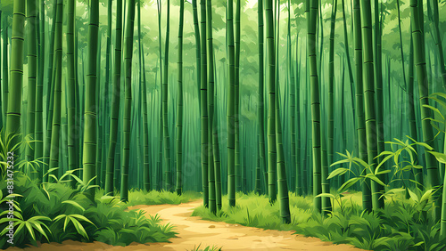 Beautiful and beautiful bamboo forest,Generative AI photo