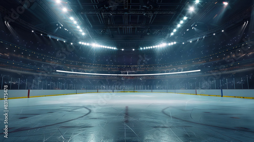 Hockey arena with empty stands graphic