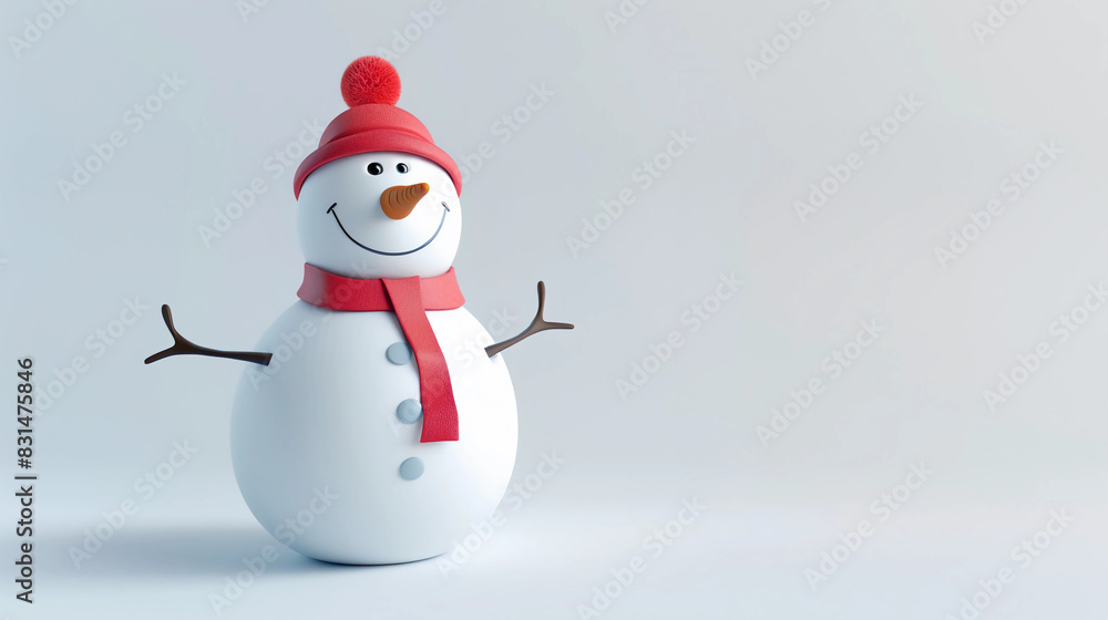 Cute simple snowman statue on a white background Cute simple snowman statue on a white background