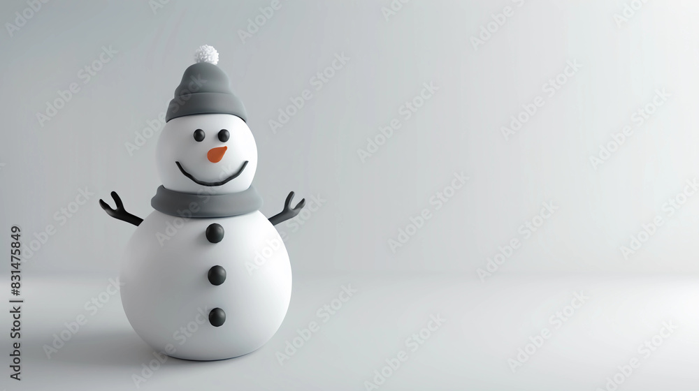 Cute simple snowman statue on a white background Cute simple snowman statue on a white background