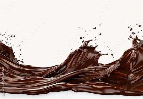 Photo of a splash of brown chocolate , cocoa splash , chocolate drink splash background